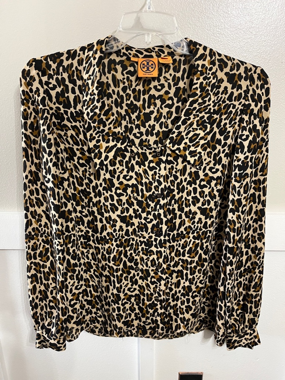 Tory Burch Leopard Print Button-Front Blouse Sz 8